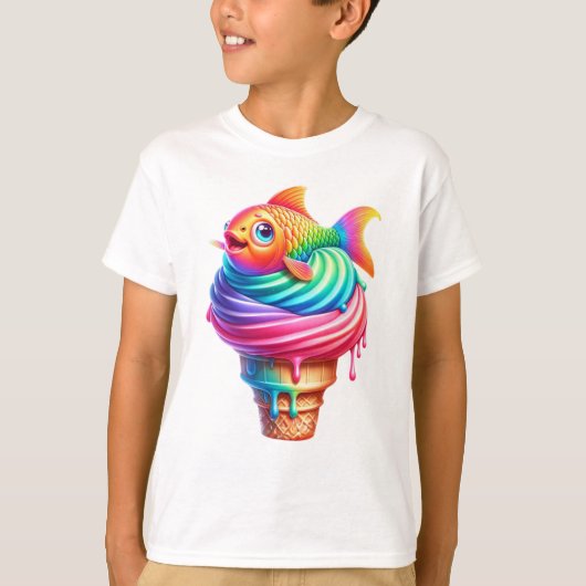 Fun Fishy Dessert Fishy Ice Cream Cone T-shirt (Voorkant)