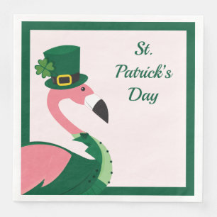 Fun Flamingo Animal Pink St Patrick's Day Servet
