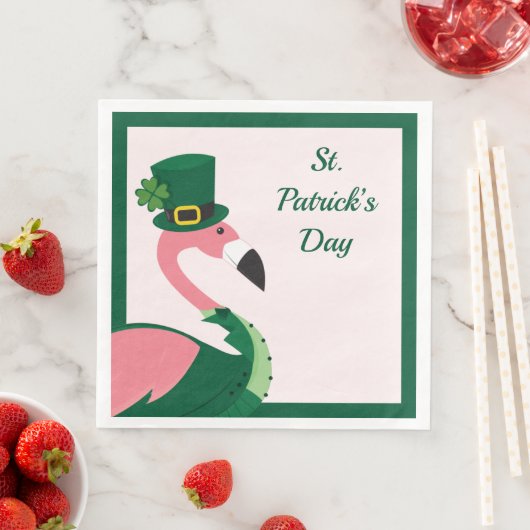 Fun Flamingo Animal Pink St Patrick's Day Servet (Insitu)
