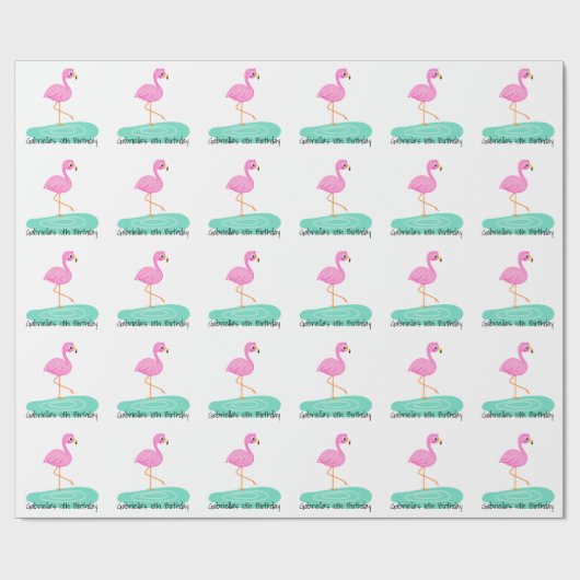 Fun Flamingo Birthday Gift Wrap Cadeaupapier (Vlak)