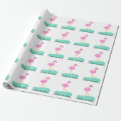 Fun Flamingo Birthday Gift Wrap Cadeaupapier (Uitgerold)