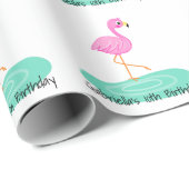 Fun Flamingo Birthday Gift Wrap Cadeaupapier (Rol Hoek)