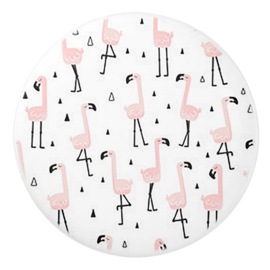 Fun Flamingo Ceramic Door Knob Keramische Knop (Voorkant)