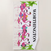 Fun Flamingo Family Strandlaken (Voorkant)