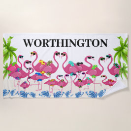 Fun Flamingo Family Strandlaken