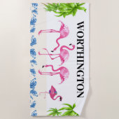 Fun Flamingo Family Strandlaken (Voorkant)