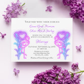 Fun Flamingo & Hearts Formal Wedding Invitation Aankondiging