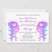 Fun Flamingo & Hearts Formal Wedding Invitation Aankondiging (Voorkant)