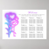 Fun Flamingo & Hearts Seating Chart 36"x24" Poster (Voorkant)