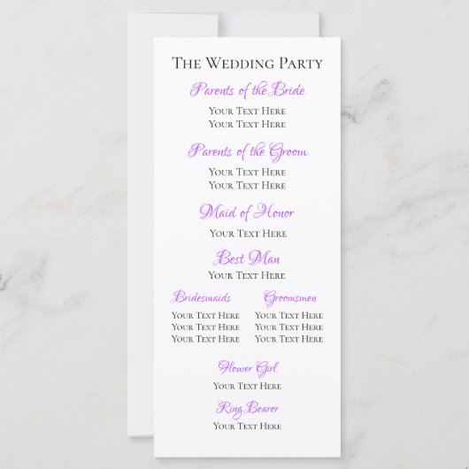 Fun Flamingo & Hearts Wedding Program Flat Kaart (Achterkant)