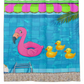 Fun Flamingo in Zwembad Douchegordijn (Voorkant)