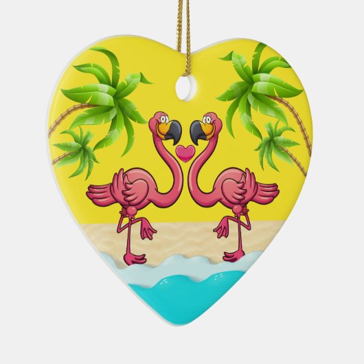 Fun Flamingo Love Keramisch Ornament (Rechts)