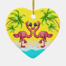 Fun Flamingo Love Keramisch Ornament