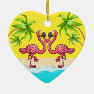Fun Flamingo Love Keramisch Ornament