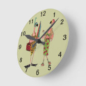 Fun Flamingo Wall Clock Ronde Klok (Hoek)