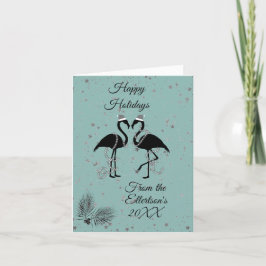 Fun Flamingos Glittery Kerstmis Gepersonaliseerd Aankondiging