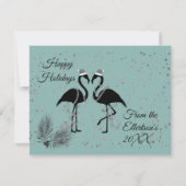 Fun Flamingos Kerstmis Gepersonaliseerde Glitter Aankondiging (Voorkant)