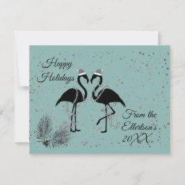 Fun Flamingos Kerstmis Gepersonaliseerde Glitter Aankondiging