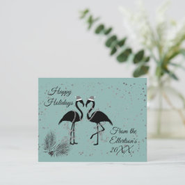Fun Flamingos Kerstmis Gepersonaliseerde Glitter Aankondiging