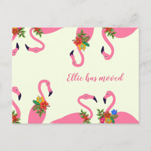 Fun Flamingos Nieuw Adres Aankondigingskaart