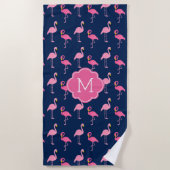 Fun Flamingos Pattern Monogrammed Strandlaken (Voorkant)