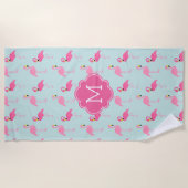 Fun Flamingos Pattern Monogrammed Strandlaken (Voorkant)