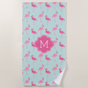 Fun Flamingos Pattern Monogrammed Strandlaken