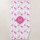 Fun Flamingos Pattern Monogrammed Strandlaken (Voorkant)