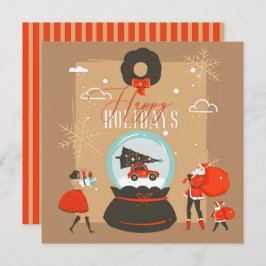 Fun Flat Kaart voor prettige kerstfamilie