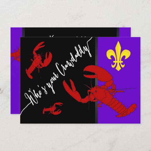 Fun Fleur De Lis Crawfish Boil Kaart (Voorkant / Achterkant)