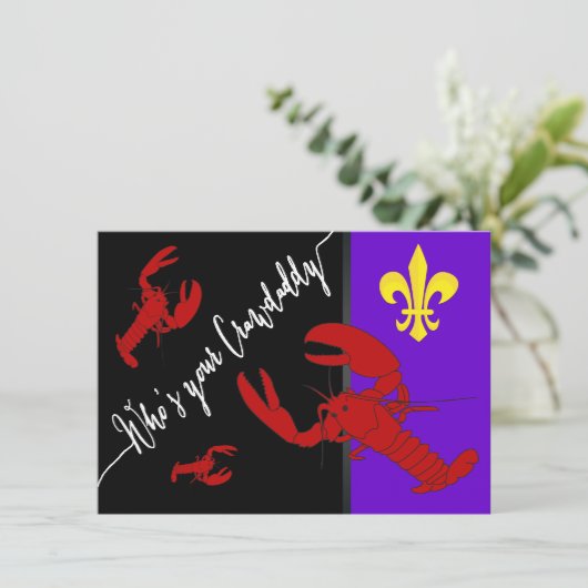 Fun Fleur De Lis Crawfish Boil Kaart (Staand voorkant)