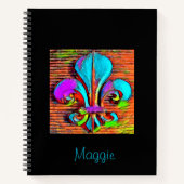 Fun Fleur De Lis Mardi Gras Gepersonaliseerd Notit Notitieboek (Voorkant)
