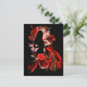 Fun flirt volwassen romantische vrouw op rood briefkaart (Staand voorkant)