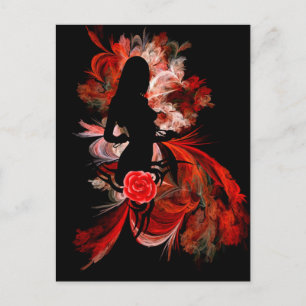 Fun flirt volwassen romantische vrouw op rood briefkaart