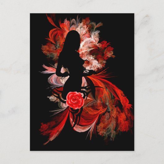 Fun flirt volwassen romantische vrouw op rood briefkaart (Voorkant)