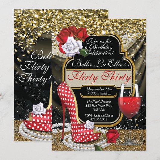 Fun Flirty Birthday Party Kaart (Voorkant / Achterkant)