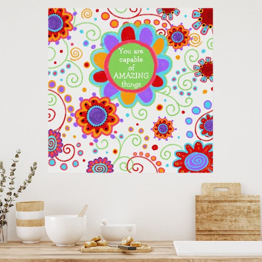 Fun Floral "Amazing Dingen" Classroom poster (Keuken)