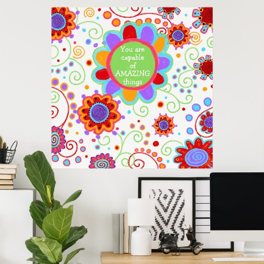Fun Floral "Amazing Dingen" Classroom poster (Thuiskantoor)