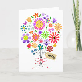 Fun Floral Bouquet met de naam Kaart Birthday Kaar