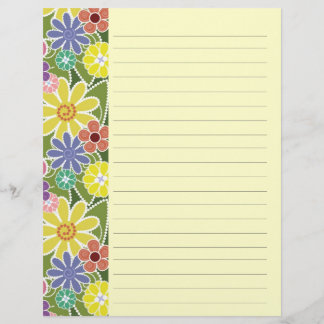 Fun Floral Bright Lined Letterhead