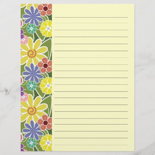 Fun Floral Bright Lined Letterhead (Voorkant)