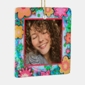 Fun Floral Custom Foto Naam Datum Keramisch Ornament (Rechts)