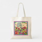 Fun Floral Dragonfly Aangepaste Naam Quote Inspira Tote Bag (Achterkant)