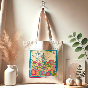 Fun Floral Dragonfly Aangepaste Naam Quote Inspira Tote Bag