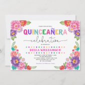 Fun Floral Fiesta Quinceañera 15e verjaardagsfeest Kaart (Voorkant)