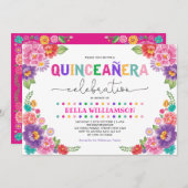 Fun Floral Fiesta Quinceañera 15e verjaardagsfeest Kaart (Voorkant / Achterkant)