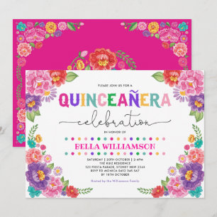 Fun Floral Fiesta Quinceañera 15e verjaardagsfeest Kaart