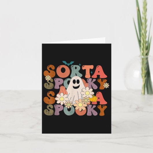 Fun Floral Ghost Halloween Herfst Pompoen Retro So Kaart (Voorkant)