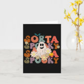Fun Floral Ghost Halloween Herfst Pompoen Retro So Kaart (Gele Bloem)
