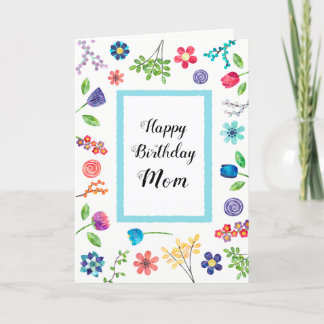 Fun Floral Happy Birthday Mam of een naamgroet Kaart